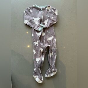 ZippyJamz Gray Wolf Print Kids One Piece PJs